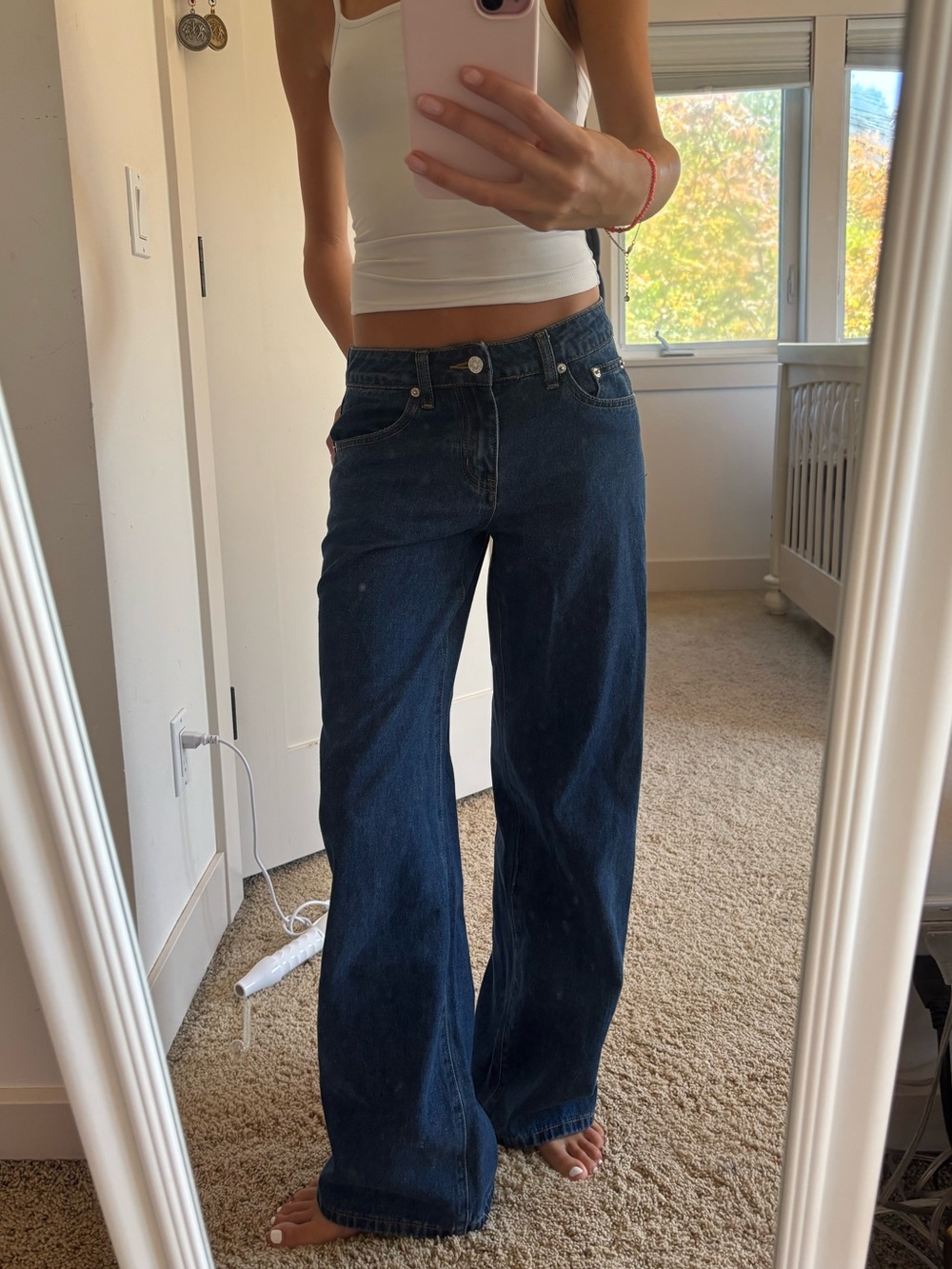 Edikted Wide-Leg Dark Blue Jeans